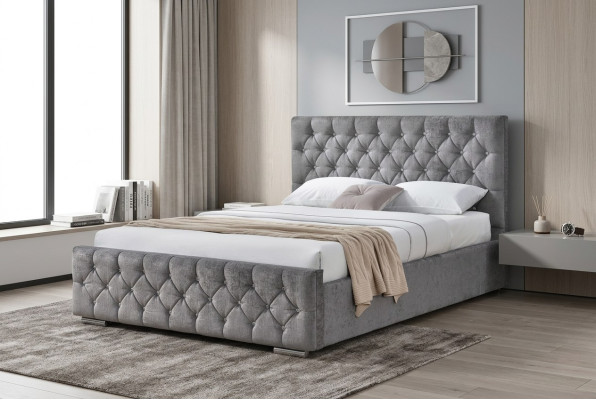 Cama Chesterfield Diseño Dormitorio Inglés 160x200cm Tapizado Textil
