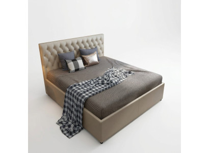 Cama de diseñador Chesterfield para dormitorio, tapizado de cuero artificial, 140/160/180/200 cm.