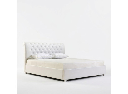 Cama de diseñador Chesterfield para dormitorio tapizada en cuero artificial 140/160/180/200 cm