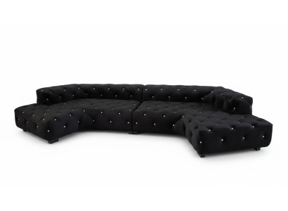 Clásico sofá de terciopelo Chesterfield de diseñador con cristales Wohnlandschaft.