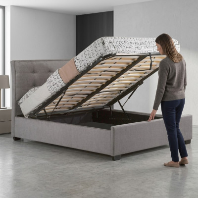 Diseñador Chesterfield Taupes Lujo Cama doble Marco tapizado