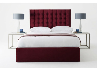 Rojo de lujo, tela de terciopelo cama doble diseño Chesterfield 160x200cm camas nuevas.