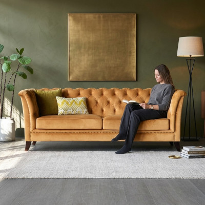 Oranger Chesterfield de 3 plazas Sofá de lujo moderno para sala de estar