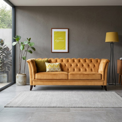 Oranger Chesterfield de 3 plazas Sofá de lujo moderno para sala de estar