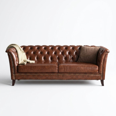 Sofá de diseño de cuero Chesterfield, sofá de lujo clásico de 2 plazas, nuevo.