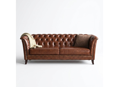 Sofá de diseño de cuero Chesterfield, sofá de lujo clásico de 2 plazas, nuevo.