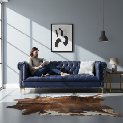 Muebles de estilo inglés Chesterfield sofá de tres plazas rosa turquesa 3 plazas azul sofá