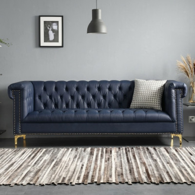 Muebles de estilo inglés Chesterfield sofá de tres plazas rosa turquesa 3 plazas azul sofá