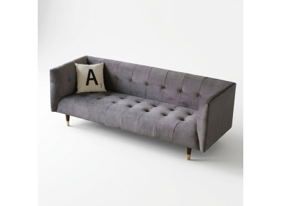 Moderno Sofá Chesterfield Gris de 3 Plazas de Lujo para Sala de Estar