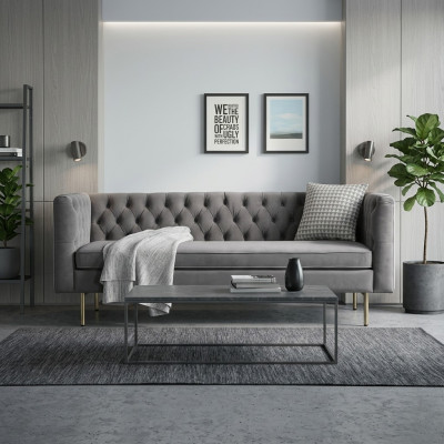 Sofá de lujo de tela Chesterfield Sofás Tapizados de 3 plazas Muebles italianos