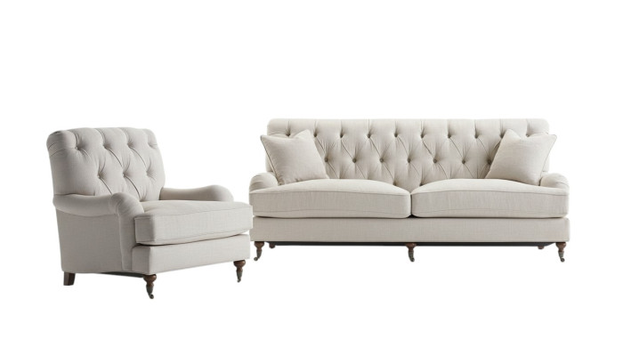 Chesterfield Sofá de lujo Sofá Tapizado Conjunto de tela de asientos 3+1 Sofás