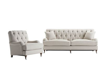 Chesterfield Sofá de lujo Sofá Tapizado Conjunto de tela de asientos 3+1 Sofás