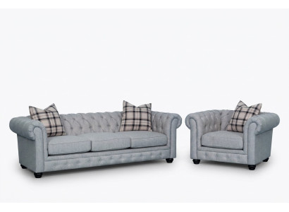 Conjunto de sofás Chesterfield sofá sofá tapizado de 3+1 plazas de cuero Textil Nuevo