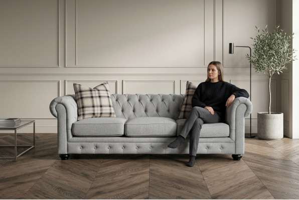Chesterfield sofá de 3 plazas Sofá de tela Sofá Asiento Juego de asientos de tapicería 3 plazas Sofás Nuevos
