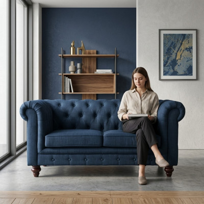 Muebles de estilo inglés Chesterfield Sofá de dos plazas Rosa Multicolor Amarillo Azul Sofa