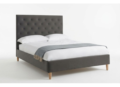 Cama tapizada diseño lujo cama doble hotel dormitorio Chesterfield gris.