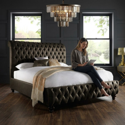 Chesterfield Textil Cama Dormitorio Camas Dobles Acolchadas 140/160/180/200 cm