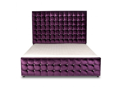 Lujo lila de terciopelo de tela cama doble camas Chesterfield con cristales nuevos