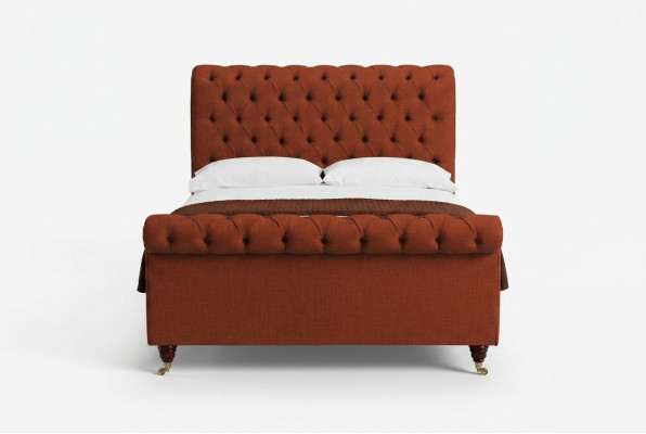 Cama roja Chesterfield elegante cama doble Chesterfield muebles de diseño.