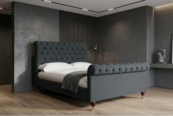 Diseño Chesterfield Tapizado Cama Doble Inglesa Negra 140/160/180x200 Bed