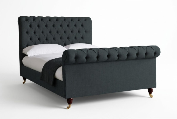 Diseño Chesterfield Tapizado Cama Doble Inglesa Negra 140/160/180x200 Bed