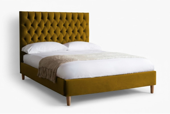 Diseño de Chesterfield Sofá Inglés 140/160/180x200 Cama Doble Amarilla