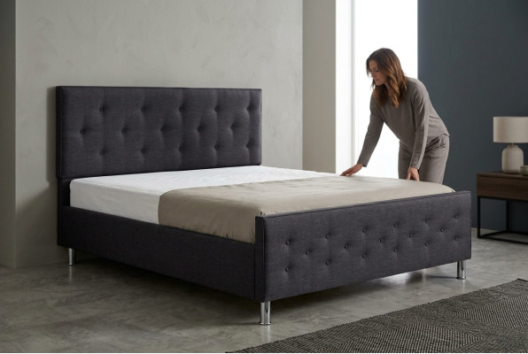 Cama Chesterfield, cama tapizada, cama doble, camas grandes XXL, cama de diseño de lujo, nueva.