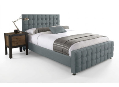 Cama doble gris Chesterfield de diseño de lujo para dormitorio Equipamiento noble