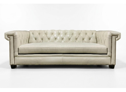 Chesterfield Sofá de lujo tapizado de cuero 3+2+1 asientos