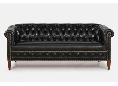 Conjunto de sofás Chesterfield: sofá, sofá cama, tapizado de 3+2+1 plazas en cuero.