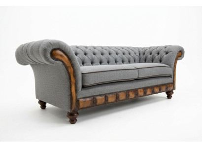 Sofá de tela Chesterfield gris, sofá, sofás, tela, nuevo, tapicería.