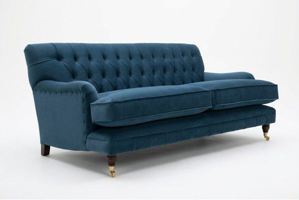 Sofá de lujo Chesterfield moderno azul de tres plazas.RestControllerentar