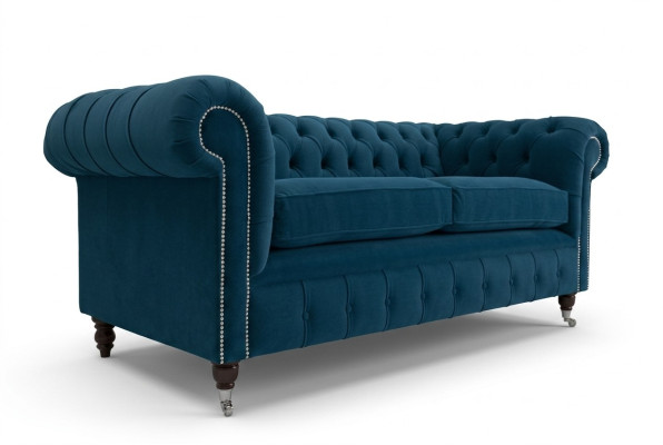 Lujo azul Chesterfield de tres plazas diseñador sofá de tres plazas.