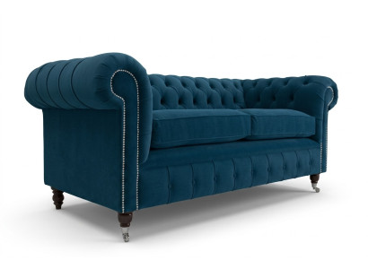 Lujo azul Chesterfield de tres plazas diseñador sofá de tres plazas.