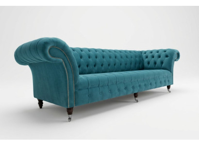 Sofá Chesterfield xxl, sofá grande, sofás de terciopelo cuero textil acolchado 4 plazas.