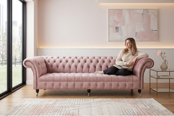 Sofá Chesterfield xxl, sofá grande, terciopelo, cuero, textil, tapicería, 4 plazas, nuevo.