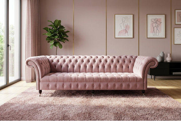 Sofá Chesterfield xxl, sofá grande, terciopelo, cuero, textil, tapicería, 4 plazas, nuevo.