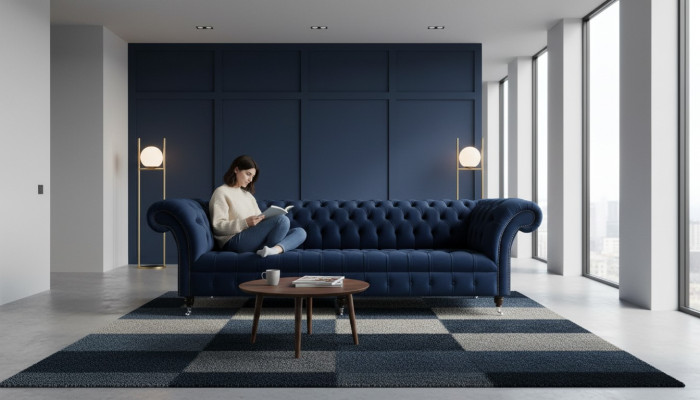 Sofá Chesterfield de terciopelo de cuatro plazas Diseño Sofás Sofás acolchados Sofá de 265 cm