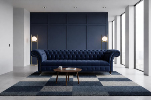 Sofá Chesterfield de terciopelo de cuatro plazas Diseño Sofás Sofás acolchados Sofá de 265 cm