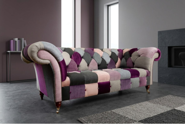 Sofá Chesterfield de 3 plazas, diseñado con tapicería. Sofá conjunto de tres plazas.