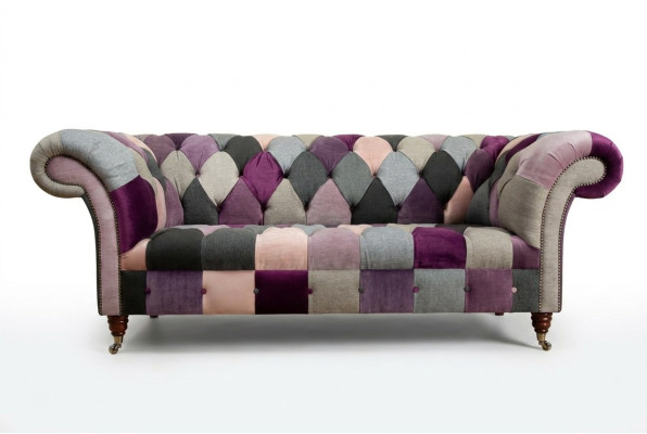 Sofá Chesterfield de 3 plazas, diseñado con tapicería. Sofá conjunto de tres plazas.