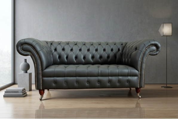 Chesterfield sofá de 2 plazas sofá de cuero sofá asiento tapizado juego de sillones dos plazas nuevo