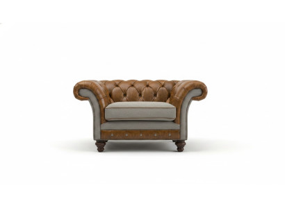 Chesterfield Design Tela Sofá Sillón 1.5 plazas Sofás tapizados Lounge Nuevo Club