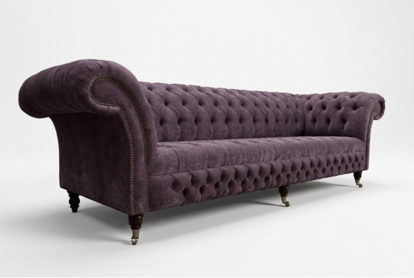 Sofá Chesterfield clásico de 4 plazas Sofás Tapizados Sofás de Cuero Marrón Diseño.