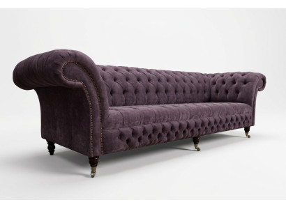 Sofá Chesterfield clásico de 4 plazas Sofás Tapizados Sofás de Cuero Marrón Diseño.