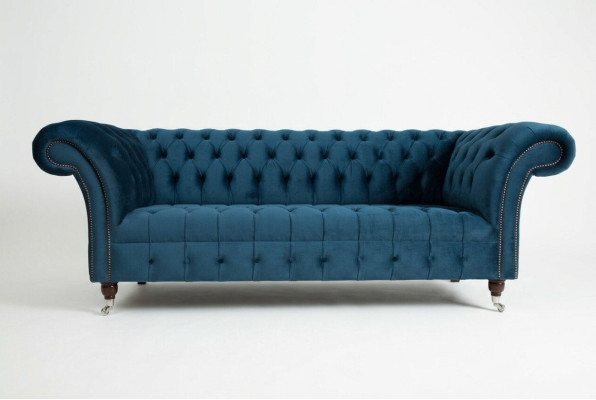 Chesterfield sofá de 3 plazas tapizado en cuero tela sofá tela estilo moderno