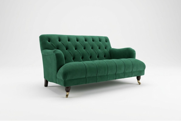 Chesterfield sofá de dos plazas tapizado de cuero verde estilo moderno tela