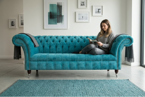 Chesterfield Original Sofá Couch Textil Sofas Sofás Tapizado Tela Nuevo
