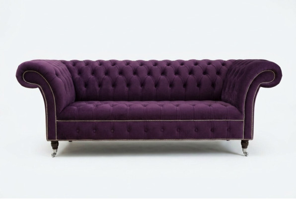 Chesterfield Original Sofá Sofá Textil Sofás Tela Morado 225cm Sofá