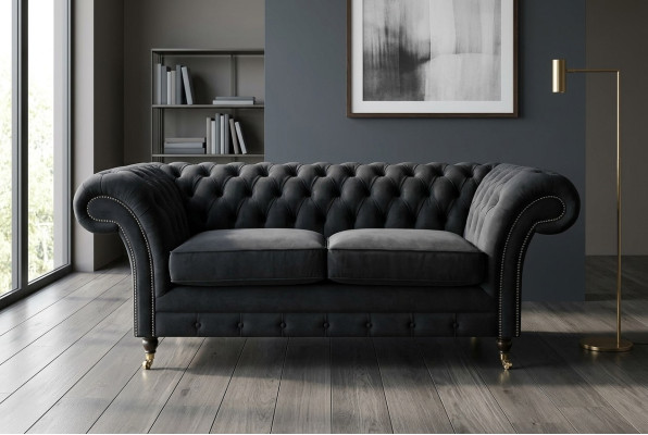 Chesterfield Original Sofa JVMoebel Sofás de tela Gris 185cm Sofá